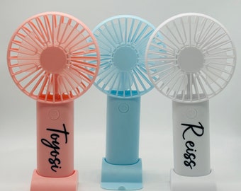 Personalised Rechargeable Handheld Fan - Handheld Fan - Personalised Fan - 5 Colours - Any Name - Rechargeable