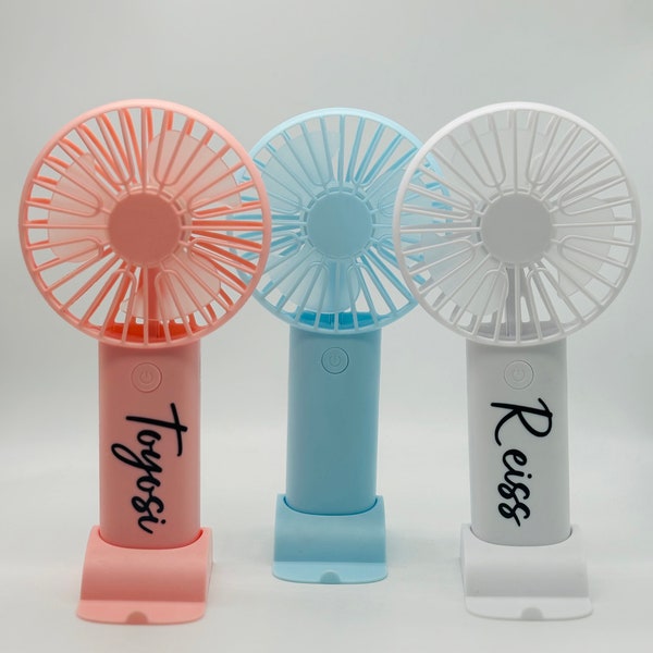 Personalised Rechargeable Handheld Fan - Handheld Fan - Personalised Fan - 5 Colours - Any Name - Rechargeable