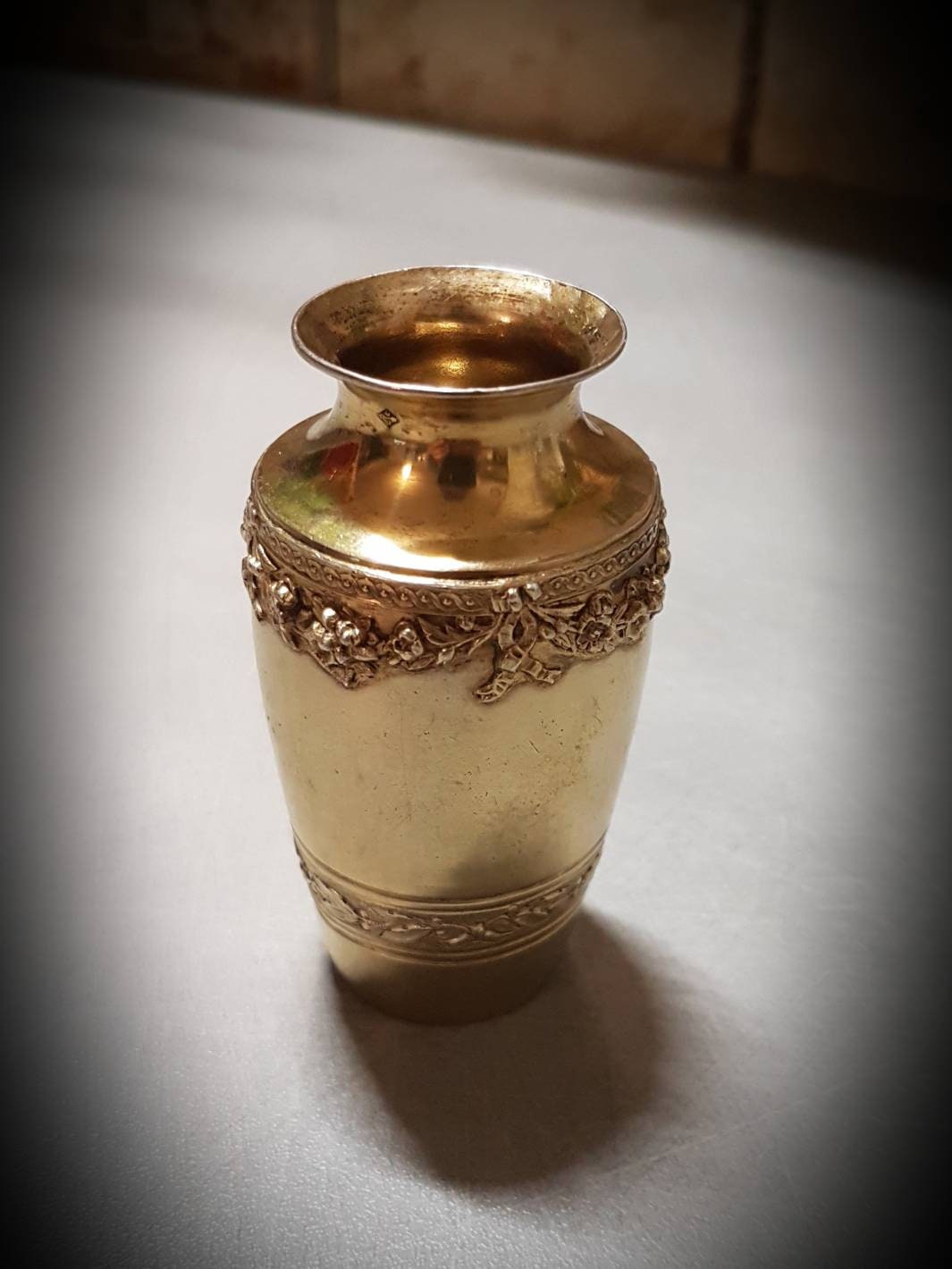 Petit Vase Du 19Ème Siècle en Argent Vermeil