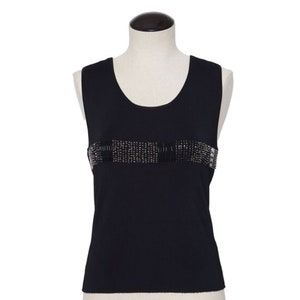 Vintage Jamie Sadock Sleeveless Beaded Top - Small, Knit Beaded Shell, Vintage beaded tank, wide strap tank, beaded tank, 90s