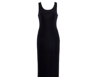 Vintage Joseph RIbkoff Slinky Black Dress, 8, Black Maxi Dress, Tank dress, Slinky Dress