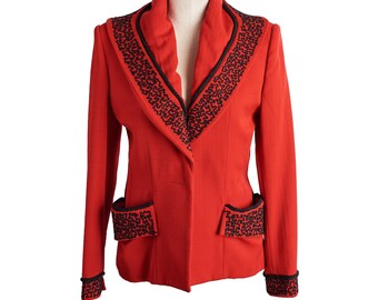Norma Kamali Vintage Red and Black Jacket - Size 6