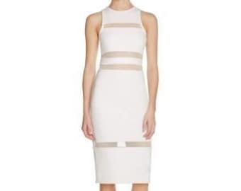 T by Alexander Wang Mesh-stripe Dress, White, Size Medium