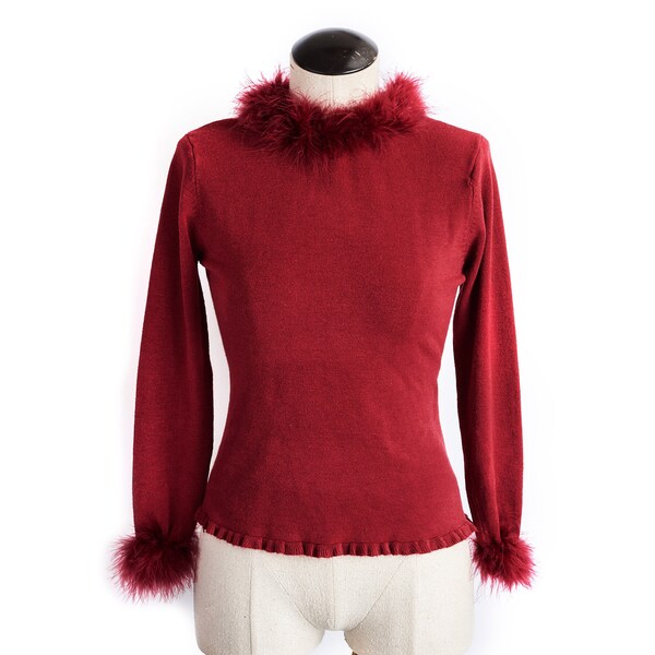 LIBERTY FEATHER TRIM TOP MINI FEATHER - RED