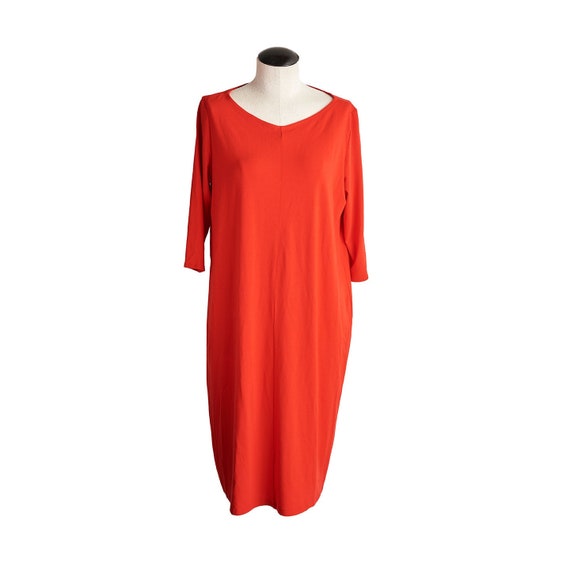 eileen fisher orange dress Eileen Fisher Firefly Orange Striped Linen Tank Dress Large? SEE MEASUREMENTS