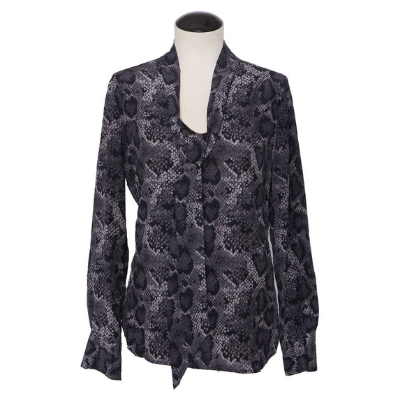 snake print blouse grey