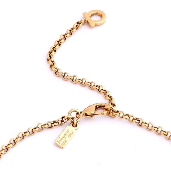 Authentic FERRAGAMO Vintage Logo Necklace, Gold C… - image 3