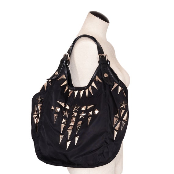 Authentic GIVENCHY Studded Nylon Handbag, Black, … - image 2