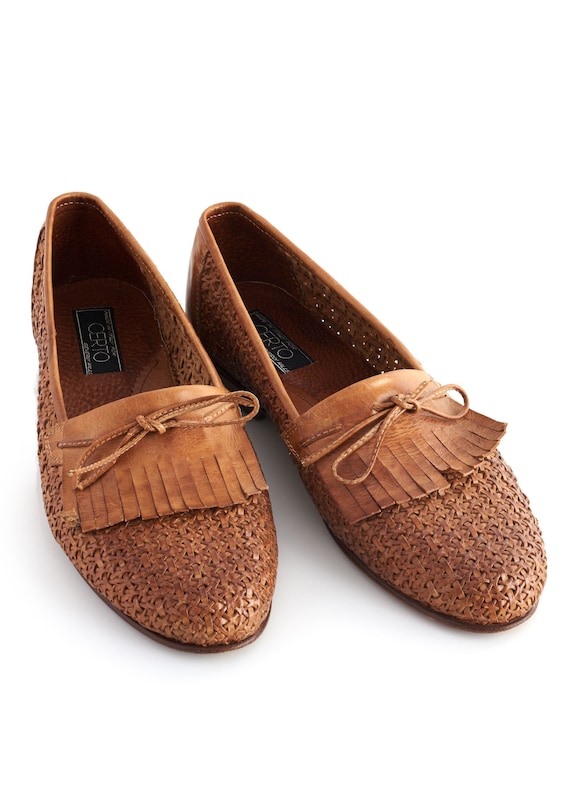 Sz: 9.5 MENS Certo Vintage Woven Leather Loafers