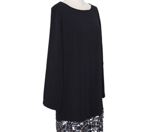 Laundry Dress / Shelli Segal / Cocktail Dress / Black Polyester / Elasthane  Lining / Size 6 / V Neck / Rouched / Back Zipper / Low Back