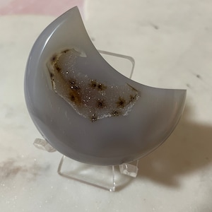 Beautiful druzy agate mini crescent moon