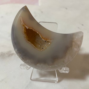 Beautiful druzy agate mini crescent moon