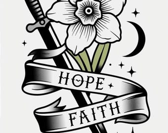 December Birth Flower Tattoo Flash Art Print | Paperwhite Narcissus Stencil (SVG)