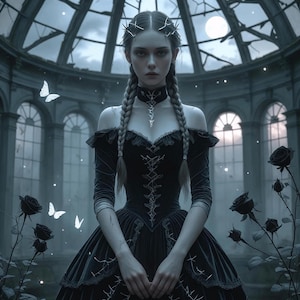 The Thornblooms — Sfumato Gothic Rose Digital Print for Dark Floral Art, Haunted Garden Decor, Macabre Nursery & Mortuary Wall Aesthetic