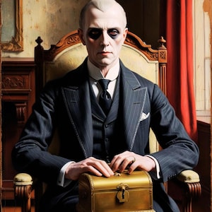 PNG de terror gótico: arte de caja embrujada y maldita, descarga digital gótica oscura, obra de arte ocultista espeluznante.