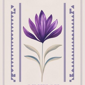 Mythic Bloom SVG Poster – Violet Flower Greece Travel Art | February Birth Flower | Greek Mythology Minimalist Cut File | Digital Download