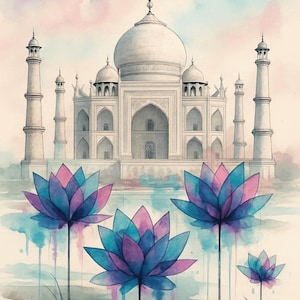 Taj Mahal Digital Wall Art Download – Set of 3 Prints | India Travel Poster | Home Decor | Taj Mahal Painting | Instant Download