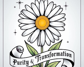 Stampa artistica con tatuaggio a forma di margherita / Stencil con fiore di nascita di aprile (SVG)