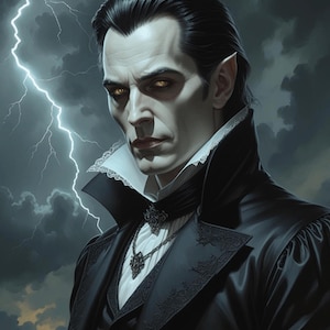 Gothic Vampire Wall Art — Dark Fantasy Dracula Print for Halloween Decor