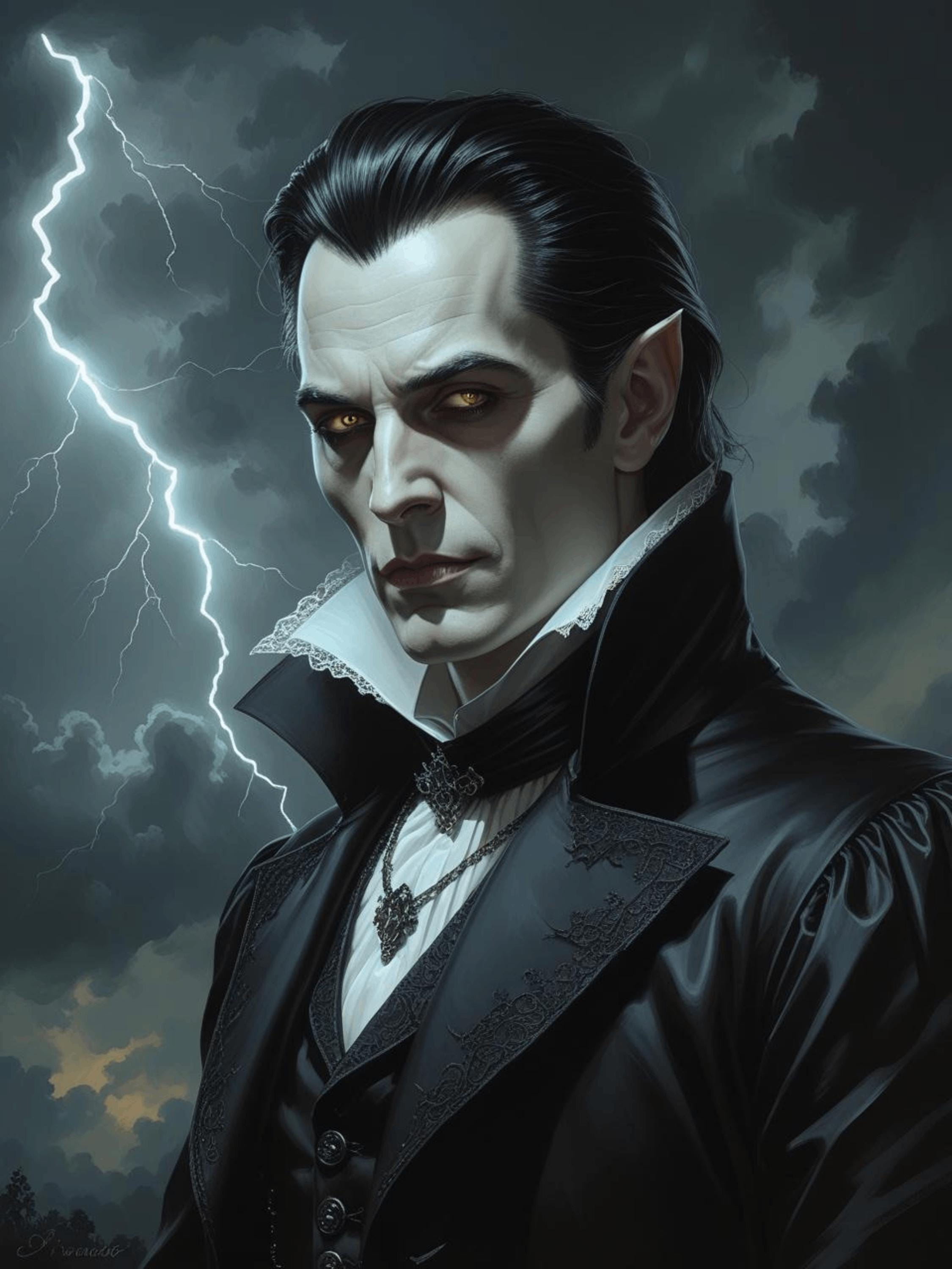 Gothic Dracula Portrait – Vampire Sfumato Digital Wall Art - Etsy