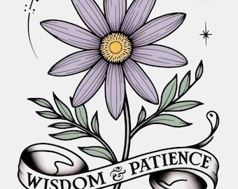 Flash-affisch med blommatatuering i september | Aster-stencil (SVG)