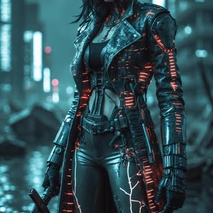 Cyberpunk Warrior Digital Art Print – Neon Sci-Fi Wall Decor, Futuristic Mercenary Portrait, Aesthetic Cyberpunk Art for Home Office