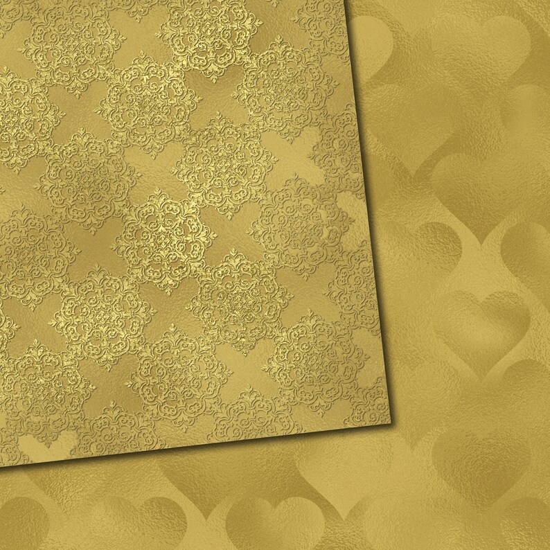 Seamless Gold Damask Scrapbook Paper Valentine Digital Paper Etsy