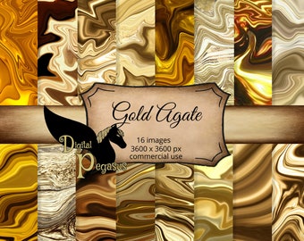 Gold Agate Digital Paper: Liquid Textures, Stone Backgrounds (Digital Download)
