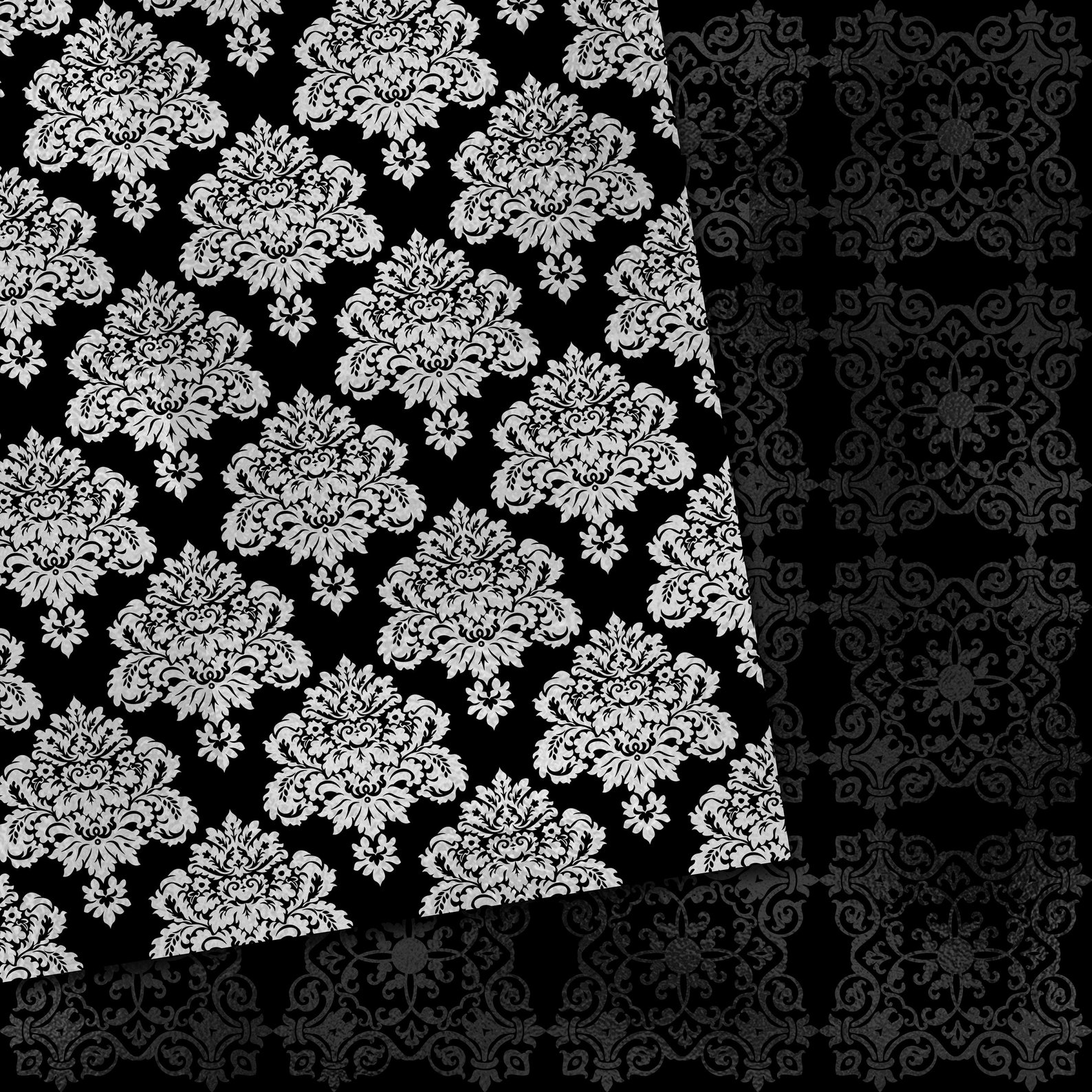 Seamless Black Damask Scrapbook Paper Digital Paper Etsy