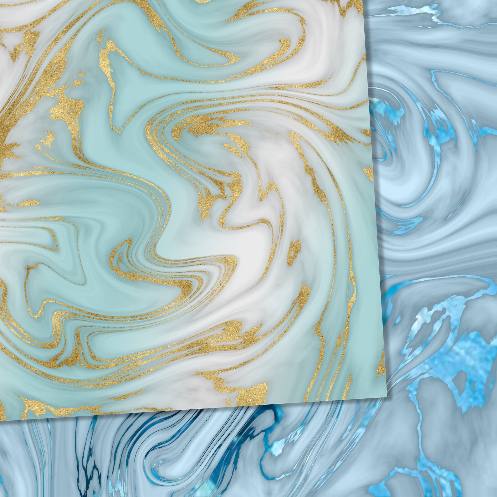 Blue Marble Digital Paper Blue and White Scrapbook Paper Liquid Marble