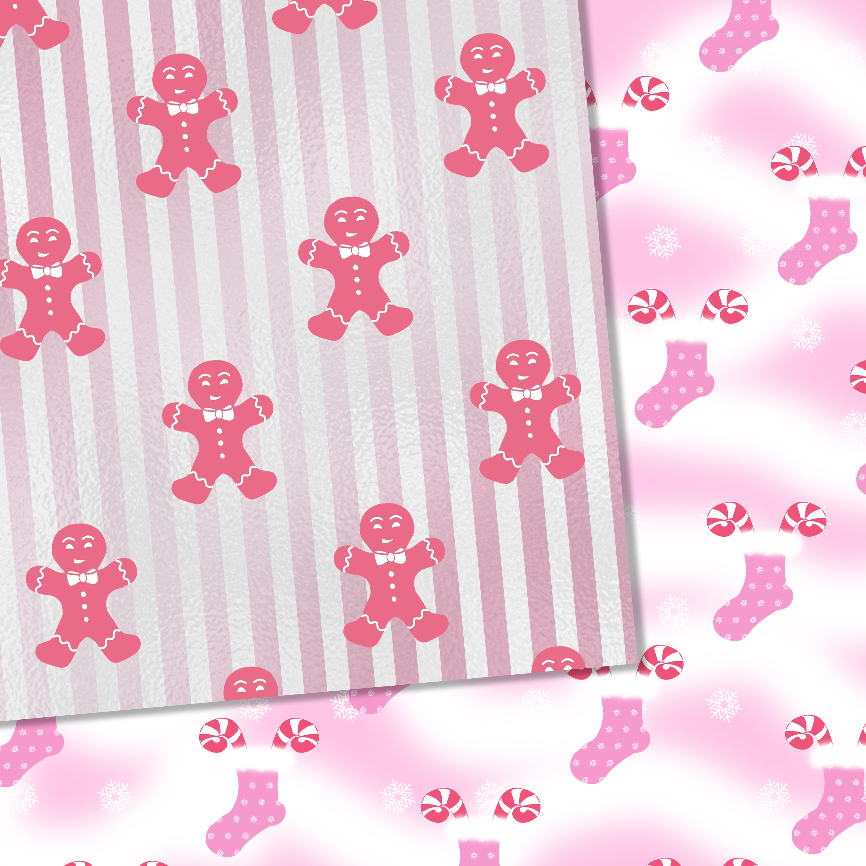 Christmas Digital Paper Pink Christmas Scrapbook Paper - Etsy