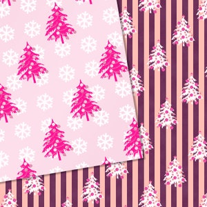 Christmas Digital Paper Pink Christmas Scrapbook Paper - Etsy