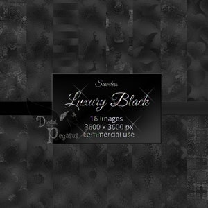 Luxury Black Scrapbook Paper | Luxury Digital Paper | Black Seamless Patterns | Printable Paper | Commercial Use