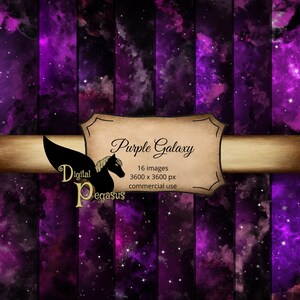 Purple Galaxy Digital Paper | Purple Scrapbook Paper | Printable Scrapbooking Paper | Commercial use