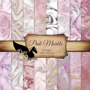 Pink Marble Digital Paper: Liquid Stone Textures (Digital Download)