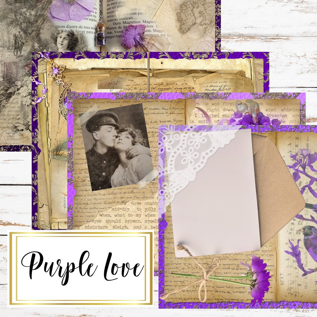 Purple Love Junk Journal Pages Junk Journal Kit Basic - Etsy