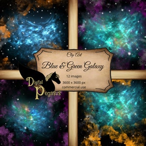 Blue and Green Galaxy Overlays | Nebulae, Universe Dust, Stars | Commercial use
