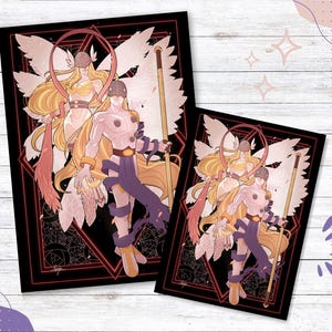 Glossy Kunstdruck &quot;Angemon & Angewomon&quot; - Hochwertiges Wandbild in mehreren Größen | Lebhaftes Fine Art Poster für Ihre Wohndekoration