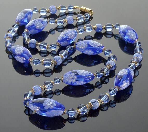 Vtg 50's Venetian Murano Glass Bead Necklace Matc… - image 1