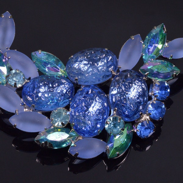 Elsa Schiaparelli Blue Glass Lava Rocks Brooch Pin