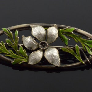 Antique Art Nouveau Guilloche Enamel Sterling Pansy Brooch Pin C.1900