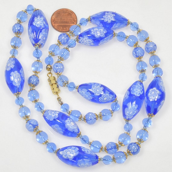 Vtg 50's Venetian Murano Glass Bead Necklace Matc… - image 3