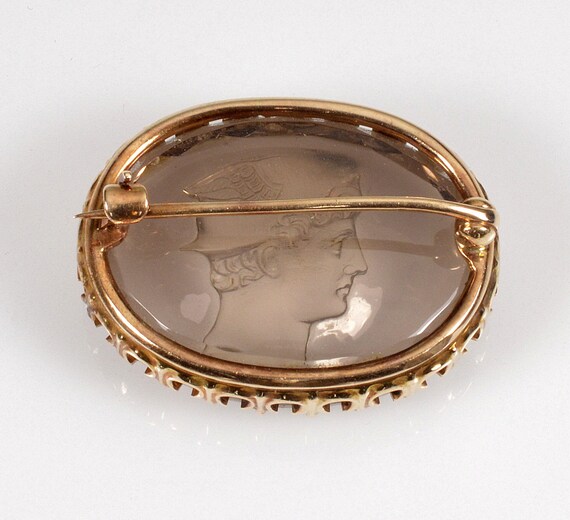 Antique Edwardian 10K Gold Hermes Cameo Brooch Pi… - image 4