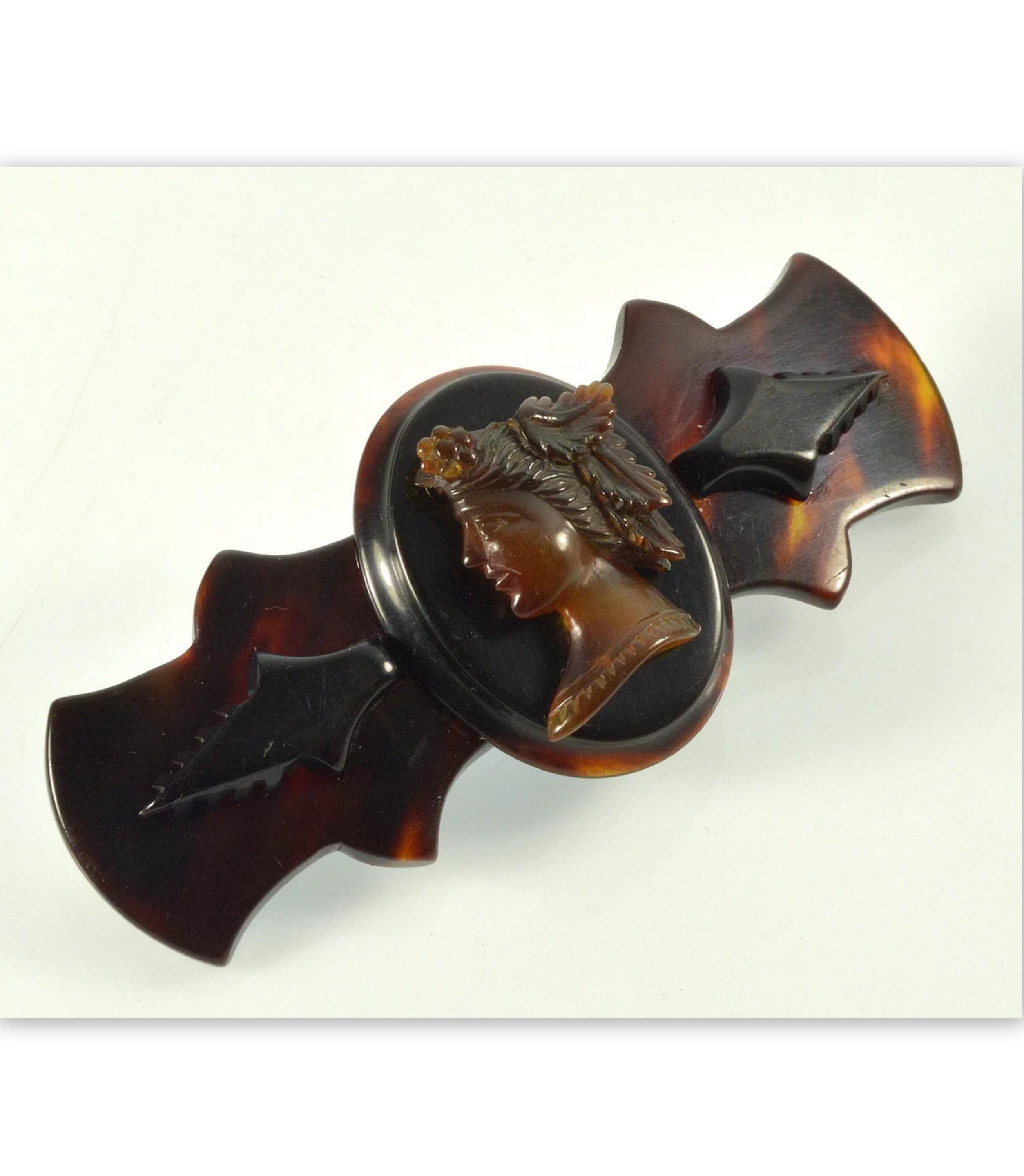 Antique Victorian Faux Tortoise Shell Artemis Diana Cameo Brooch C.1880 ...