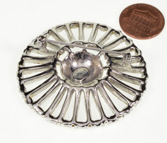 Hattie Carnegie Diamante Rhodium Sunburst Brooch - image 3