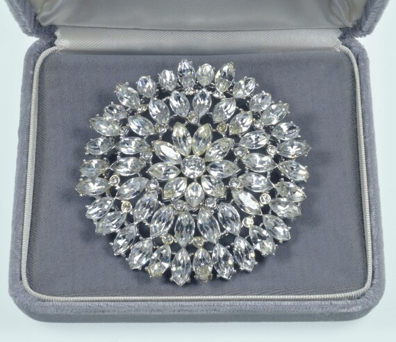 Huge Sparkling Diamante Rhodium Plated Pin Brooch… - image 4