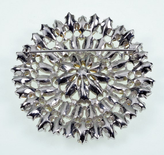 Huge Sparkling Diamante Rhodium Plated Pin Brooch… - image 5