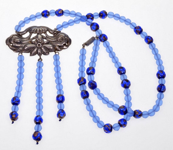 Vtg Art Deco Venetian Glass Bead Necklace C.1920