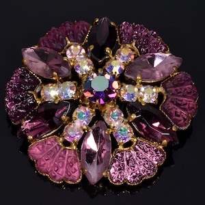 Vtg Elsa Schiaparelli Purple Pate De Verre Glass Brooch Pin C.1950