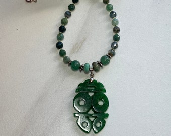 Double Happy moss agate necklace